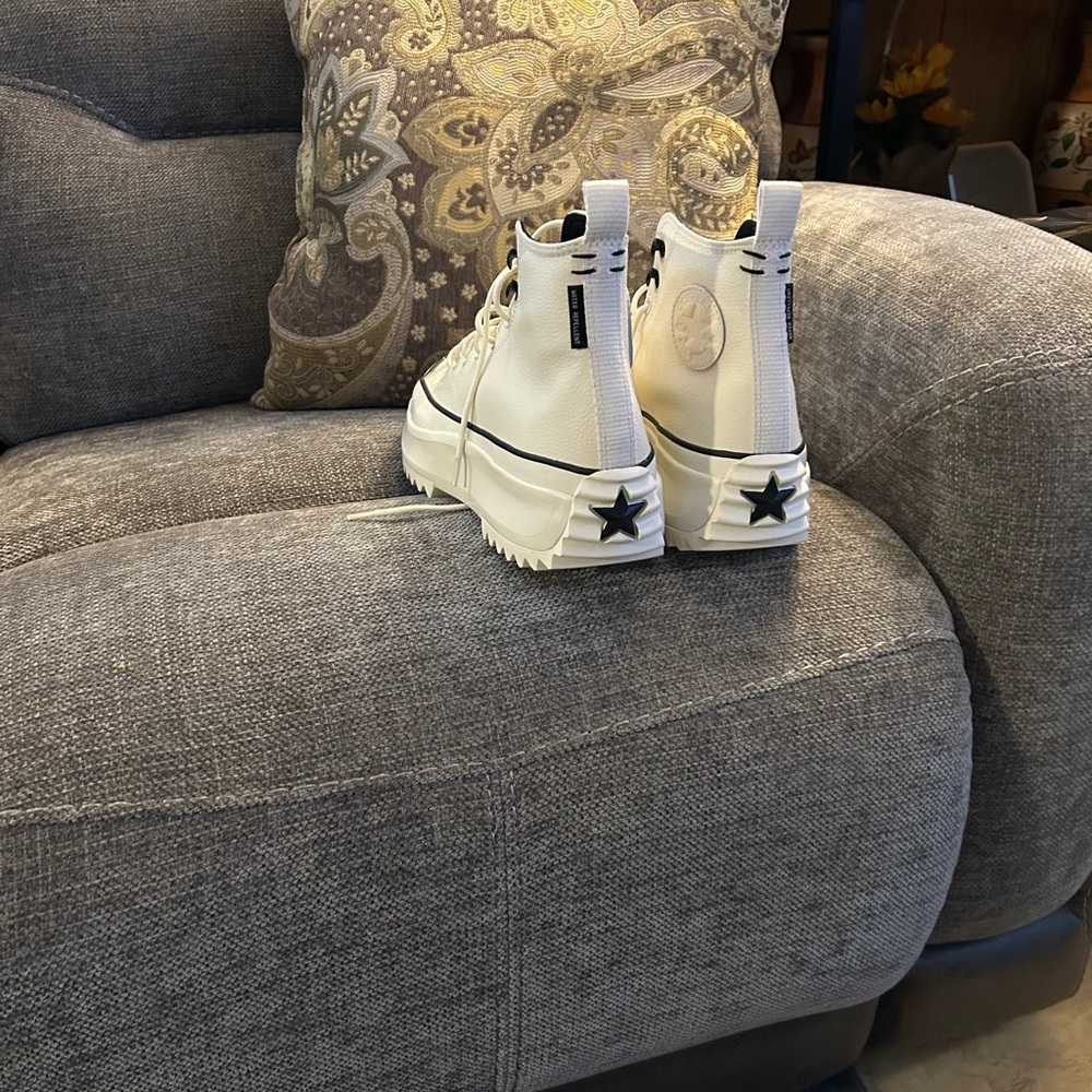Converse White High-Top Sneakers with Black Interior